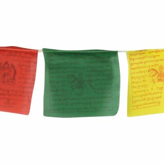 Tibetische Gebetsfahnen - 14 cm breit - bunte Schrift - 5 Rollen Set
