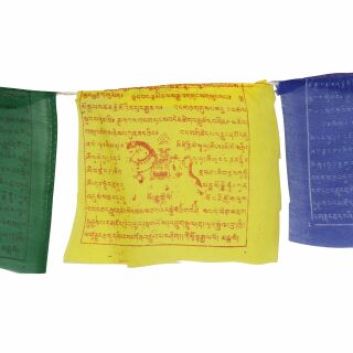 Tibetische Gebetsfahnen - 17 cm breit - bunte Schrift - 5 Rollen Set