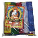 Banderas tibetanas de oración - 17 cm de ancho - letras multicolor - Set de 5 tambores