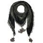 Stylishly detailed scarf with Kufiya style - Indian pattern - black - khaki