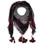 Stylishly detailed scarf with Kufiya style - Indian pattern - black - wine-red