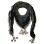 Stylishly detailed scarf with Kufiya style - Indian pattern - black - light brown