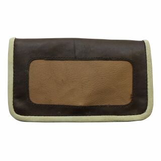 Tobacco pouch made of smooth leather - dark-brown-light-brown-beige - Tobacco bag