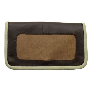 Tobacco pouch made of smooth leather - dark-brown-light-brown-beige - Tobacco bag