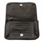Tobacco pouch made of smooth leather - dark-brown- ivory-black - Tobacco bag