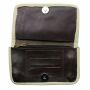 Tobacco pouch made of smooth leather - dark-brown-red-beige - Tobacco bag