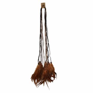 Correa de cuero con perlas y plumas - varios tonos de marrón - Paquete de 10