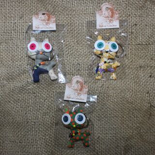 Doll with button-eyes - Cheeky Cat - Set of 3 - 02 - Keychain