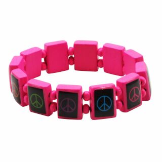 Wooden Wristband - Peace - pink